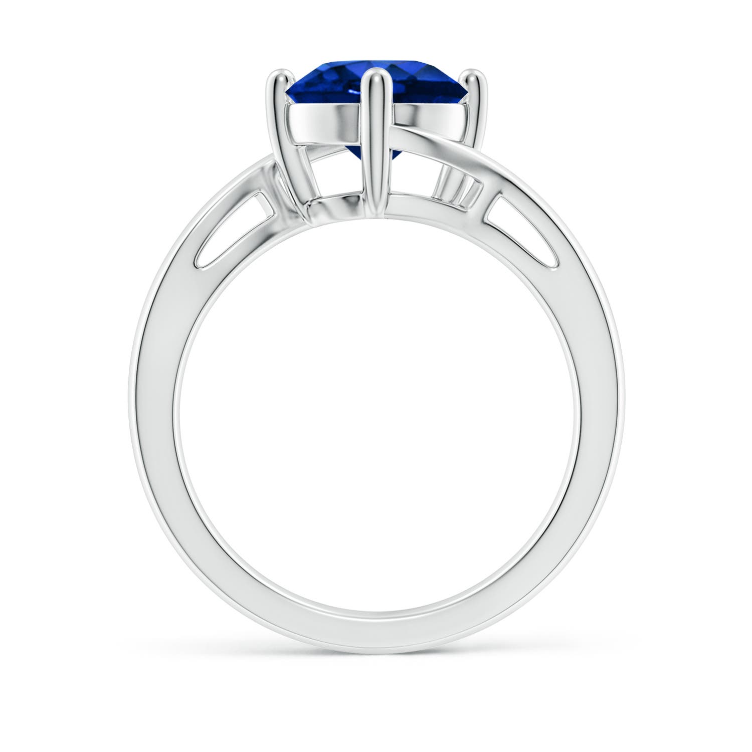 8mm AAAA Classic Round Sapphire Solitaire Bypass Ring in 18K White Gold