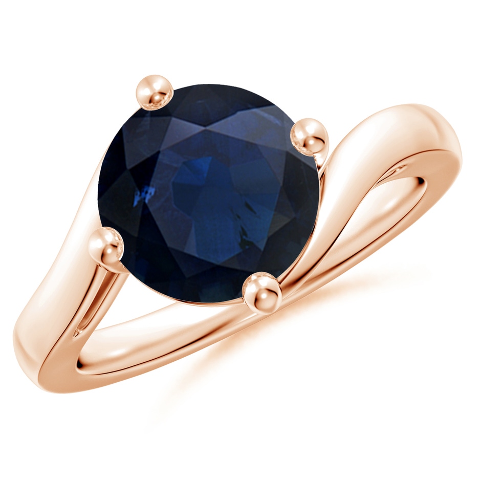9mm A Classic Round Sapphire Solitaire Bypass Ring in Rose Gold 