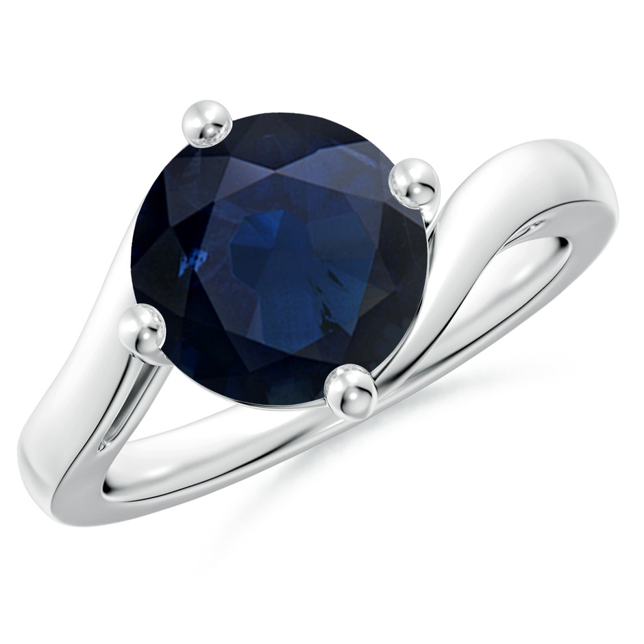 9mm A Classic Round Sapphire Solitaire Bypass Ring in White Gold 