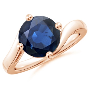 9mm AA Classic Round Sapphire Solitaire Bypass Ring in 18K Rose Gold