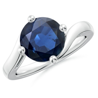 9mm AA Classic Round Sapphire Solitaire Bypass Ring in P950 Platinum