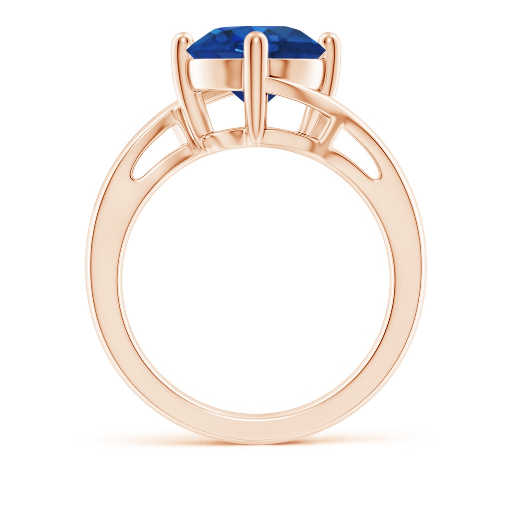 9mm AAA Classic Round Sapphire Solitaire Bypass Ring in 9K Rose Gold Side 199