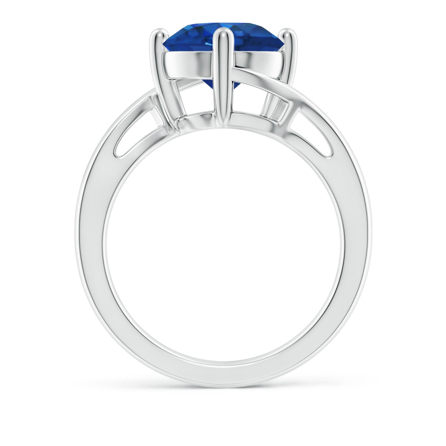 9mm AAA Classic Round Sapphire Solitaire Bypass Ring in White Gold