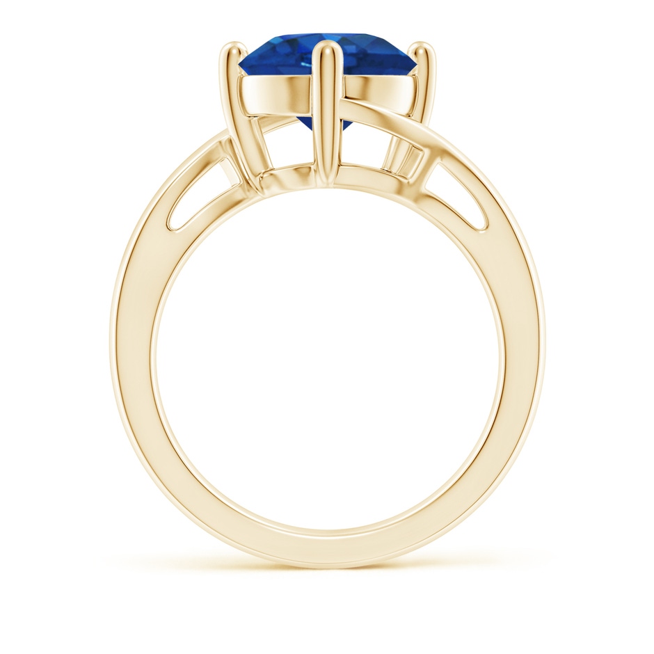 9mm AAA Classic Round Sapphire Solitaire Bypass Ring in Yellow Gold side 199