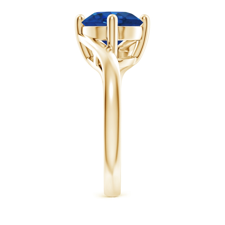 9mm AAA Classic Round Sapphire Solitaire Bypass Ring in Yellow Gold side 299