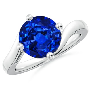 9mm AAAA Classic Round Sapphire Solitaire Bypass Ring in P950 Platinum