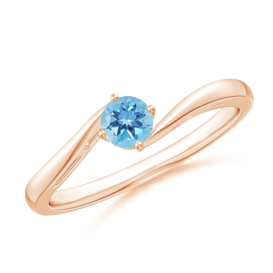 4mm A Classic Round Swiss Blue Topaz Solitaire Bypass Ring in Rose Gold 