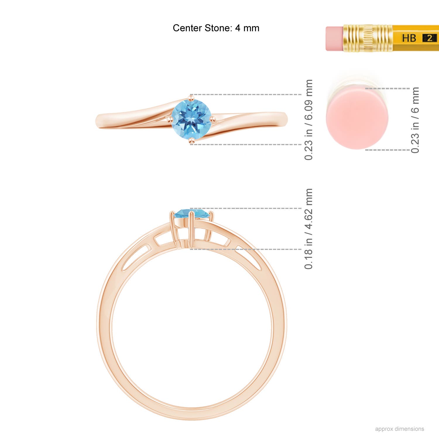 A - Swiss Blue Topaz / 0.32 CT / 14 KT Rose Gold