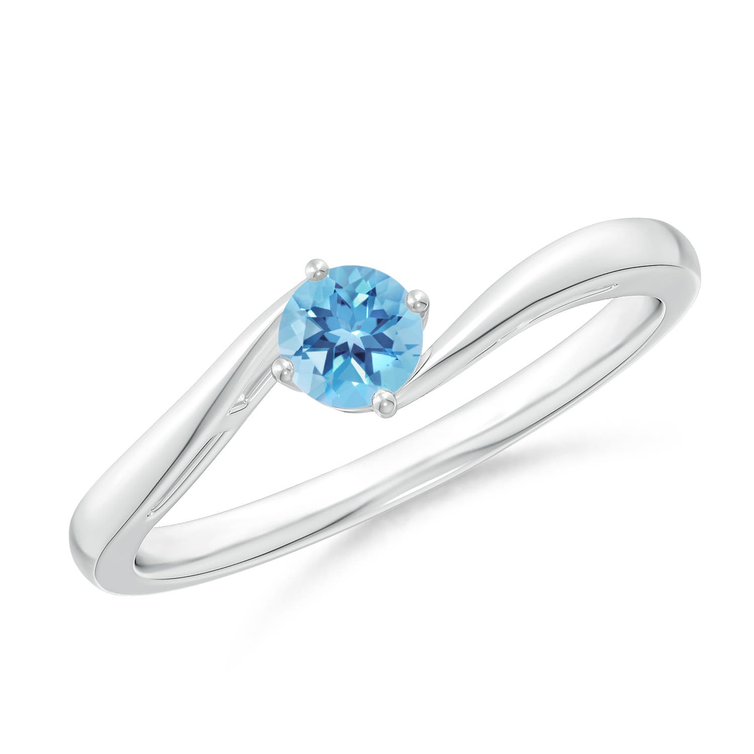 A - Swiss Blue Topaz / 0.32 CT / 14 KT White Gold