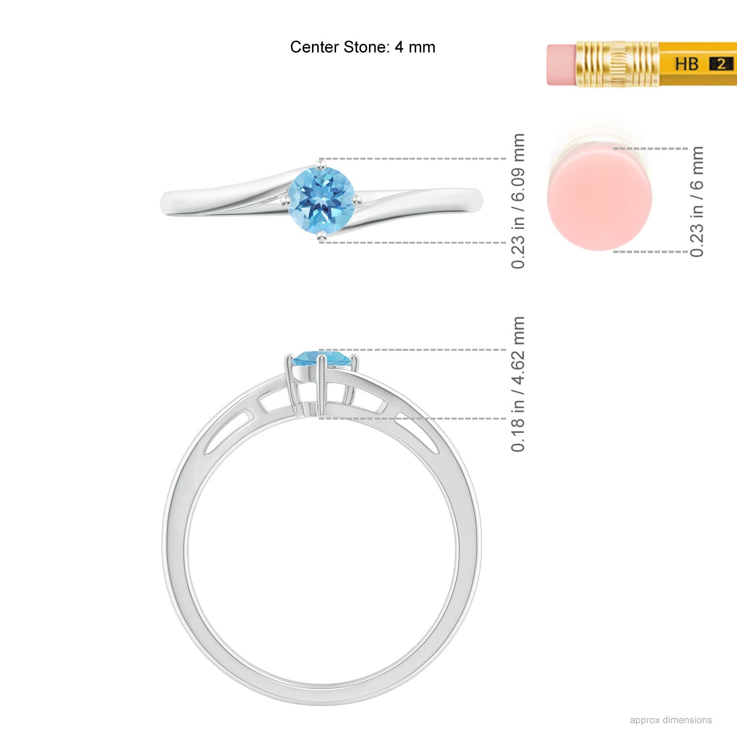 A - Swiss Blue Topaz / 0.32 CT / 14 KT White Gold