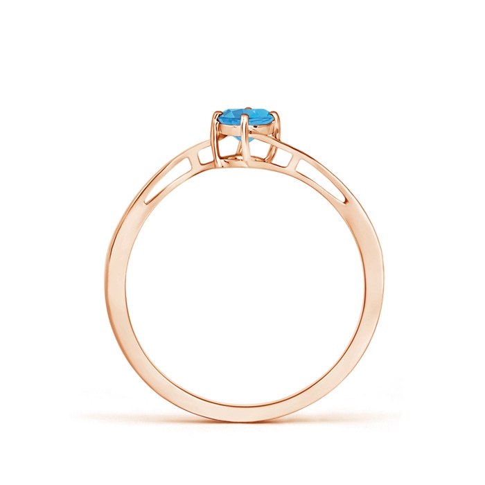 4mm AA Classic Round Swiss Blue Topaz Solitaire Bypass Ring in 9K Rose Gold product image
