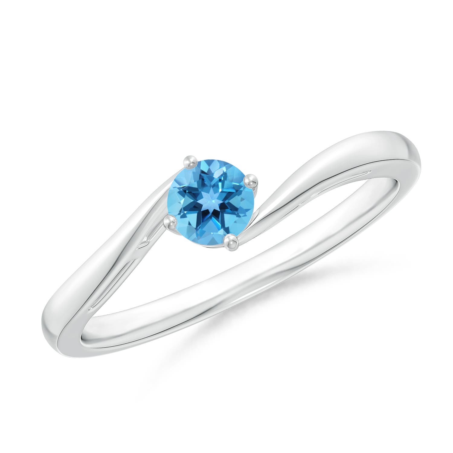 AA - Swiss Blue Topaz / 0.32 CT / 14 KT White Gold