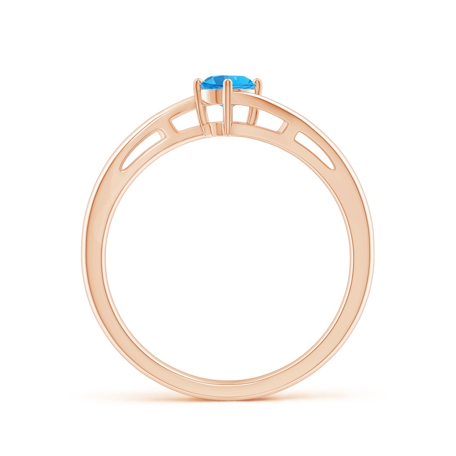4mm AAA Classic Round Swiss Blue Topaz Solitaire Bypass Ring in Rose Gold side-1