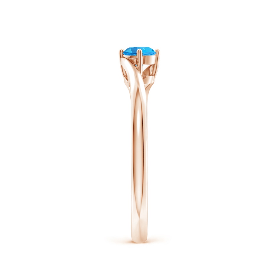 4mm AAA Classic Round Swiss Blue Topaz Solitaire Bypass Ring in Rose Gold side-2