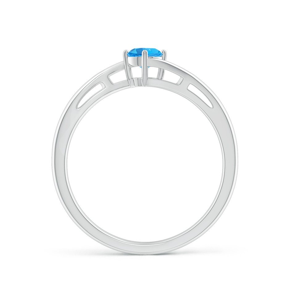 4mm AAA Classic Round Swiss Blue Topaz Solitaire Bypass Ring in White Gold side-1