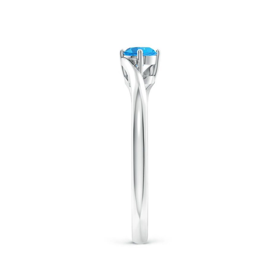 4mm AAA Classic Round Swiss Blue Topaz Solitaire Bypass Ring in White Gold side-2