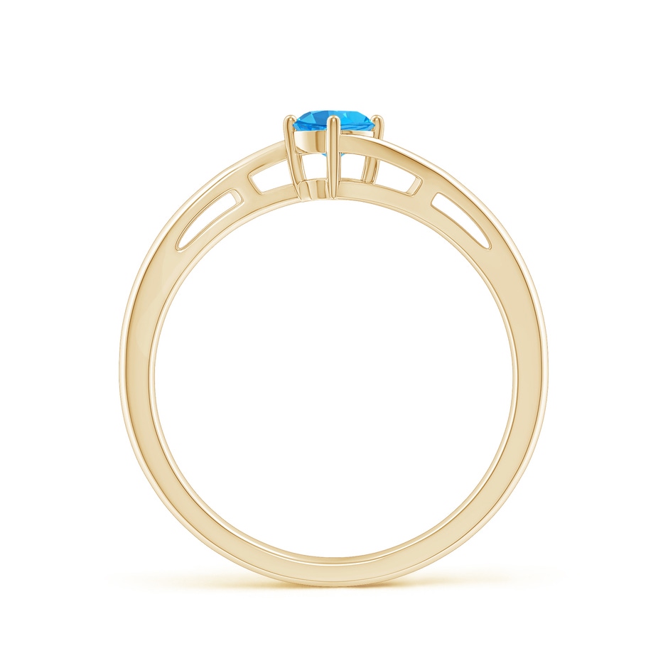 4mm AAA Classic Round Swiss Blue Topaz Solitaire Bypass Ring in Yellow Gold side-1