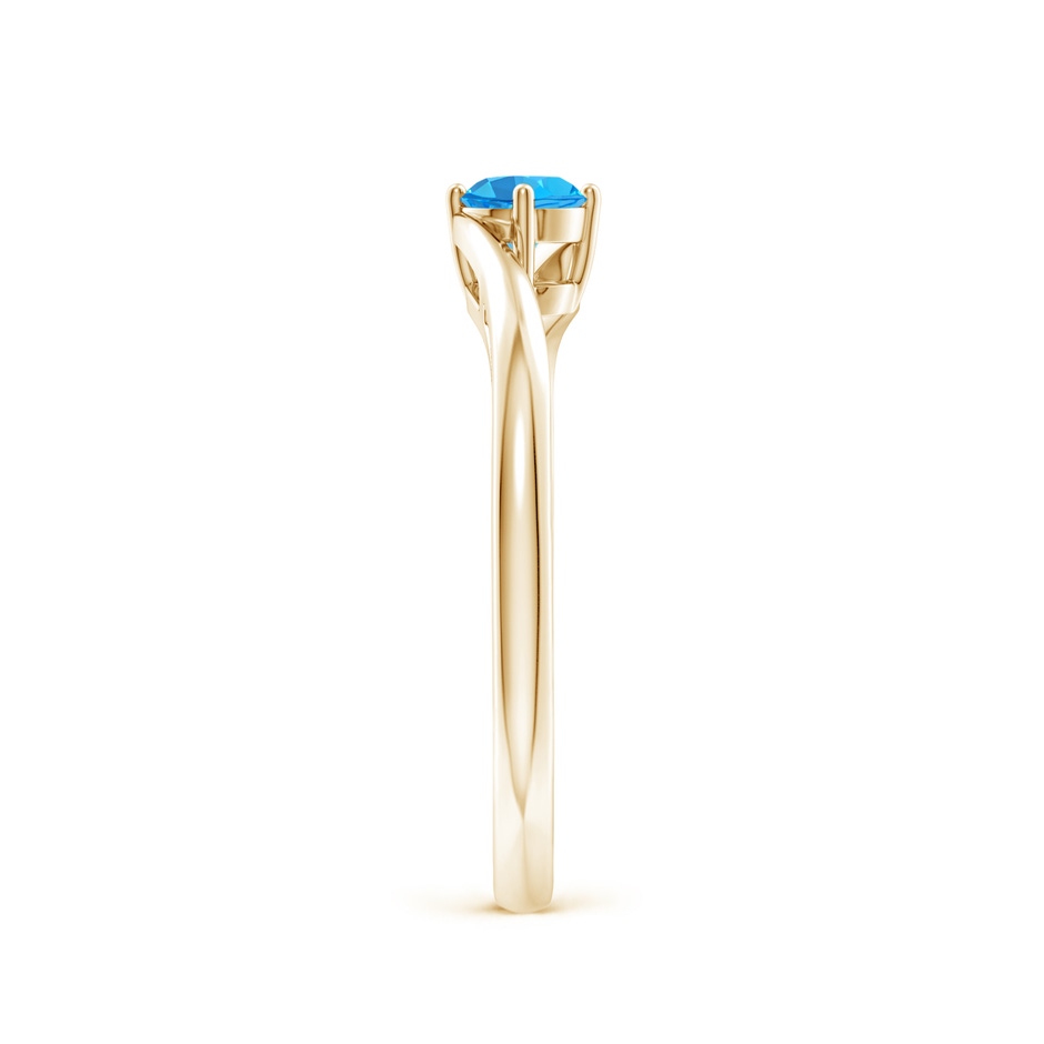 4mm AAA Classic Round Swiss Blue Topaz Solitaire Bypass Ring in Yellow Gold side-2