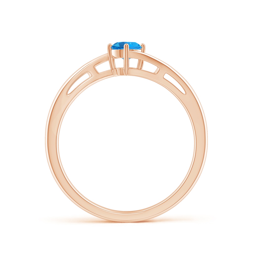 4mm AAAA Classic Round Swiss Blue Topaz Solitaire Bypass Ring in Rose Gold - side_1