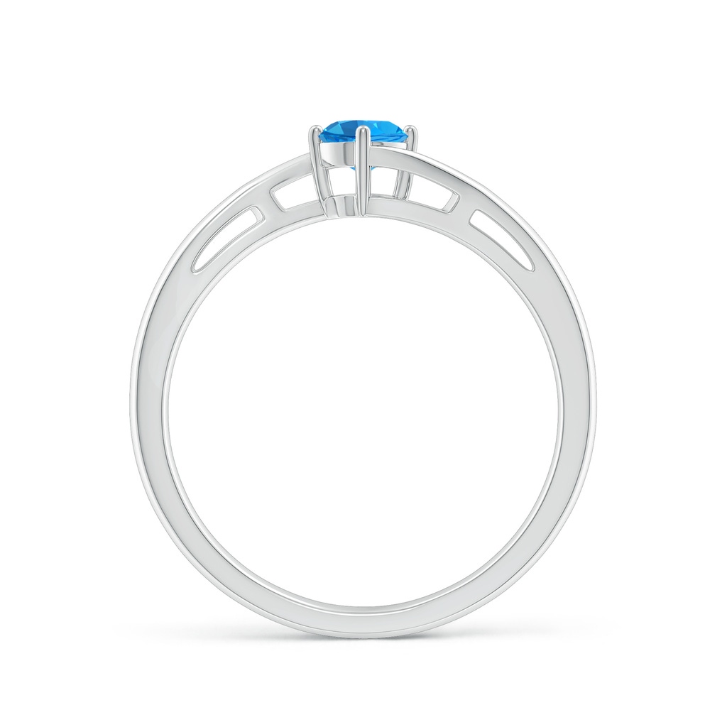 4mm AAAA Classic Round Swiss Blue Topaz Solitaire Bypass Ring in White Gold - side_1