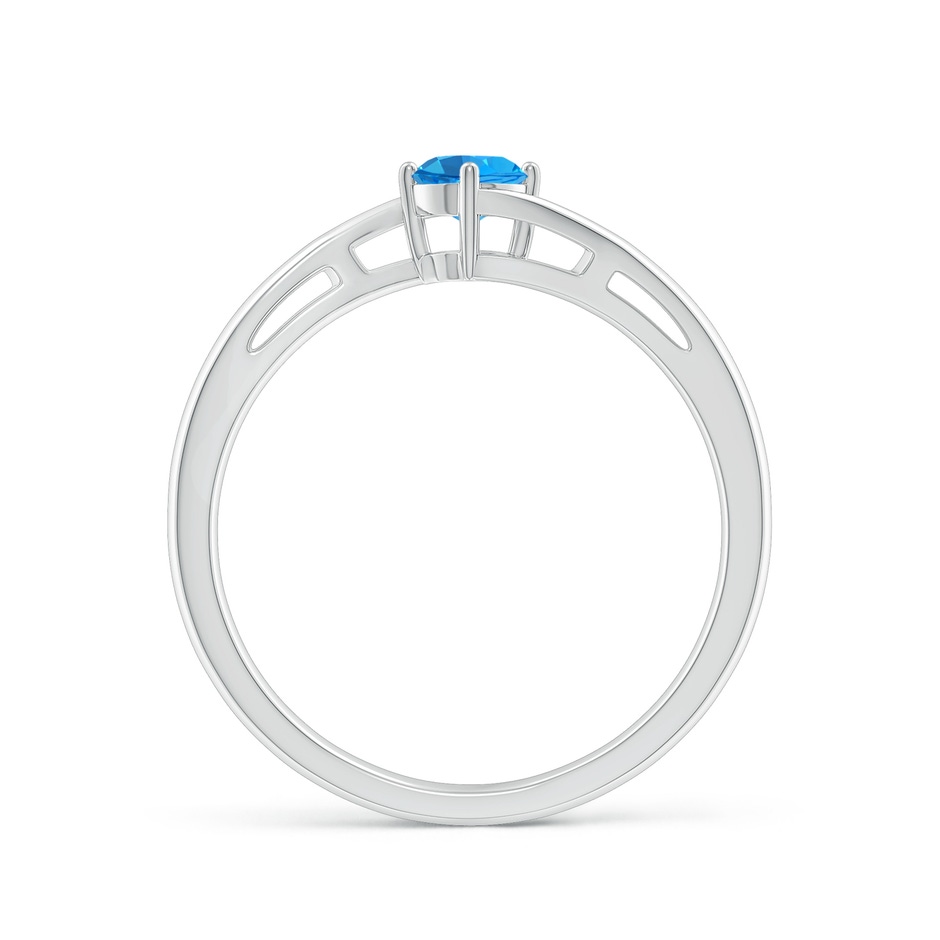 4mm AAAA Classic Round Swiss Blue Topaz Solitaire Bypass Ring in White Gold side-1