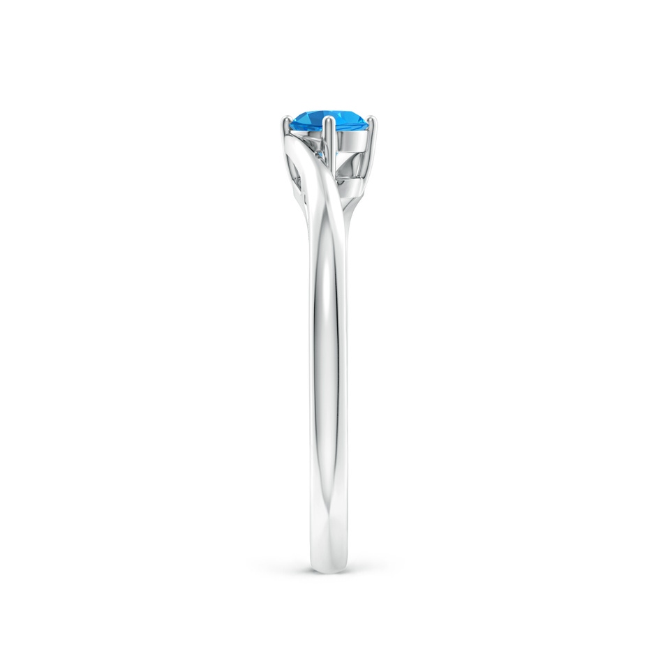 4mm AAAA Classic Round Swiss Blue Topaz Solitaire Bypass Ring in White Gold side-2