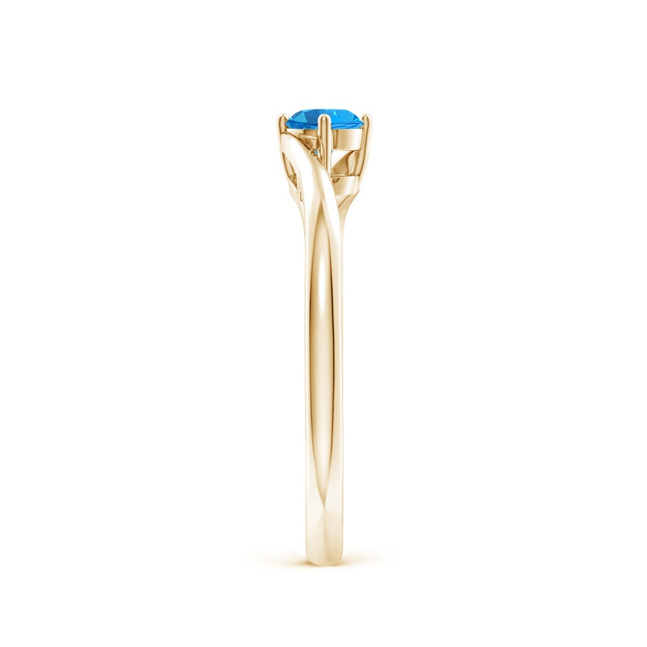 4mm AAAA Classic Round Swiss Blue Topaz Solitaire Bypass Ring in Yellow Gold side-2