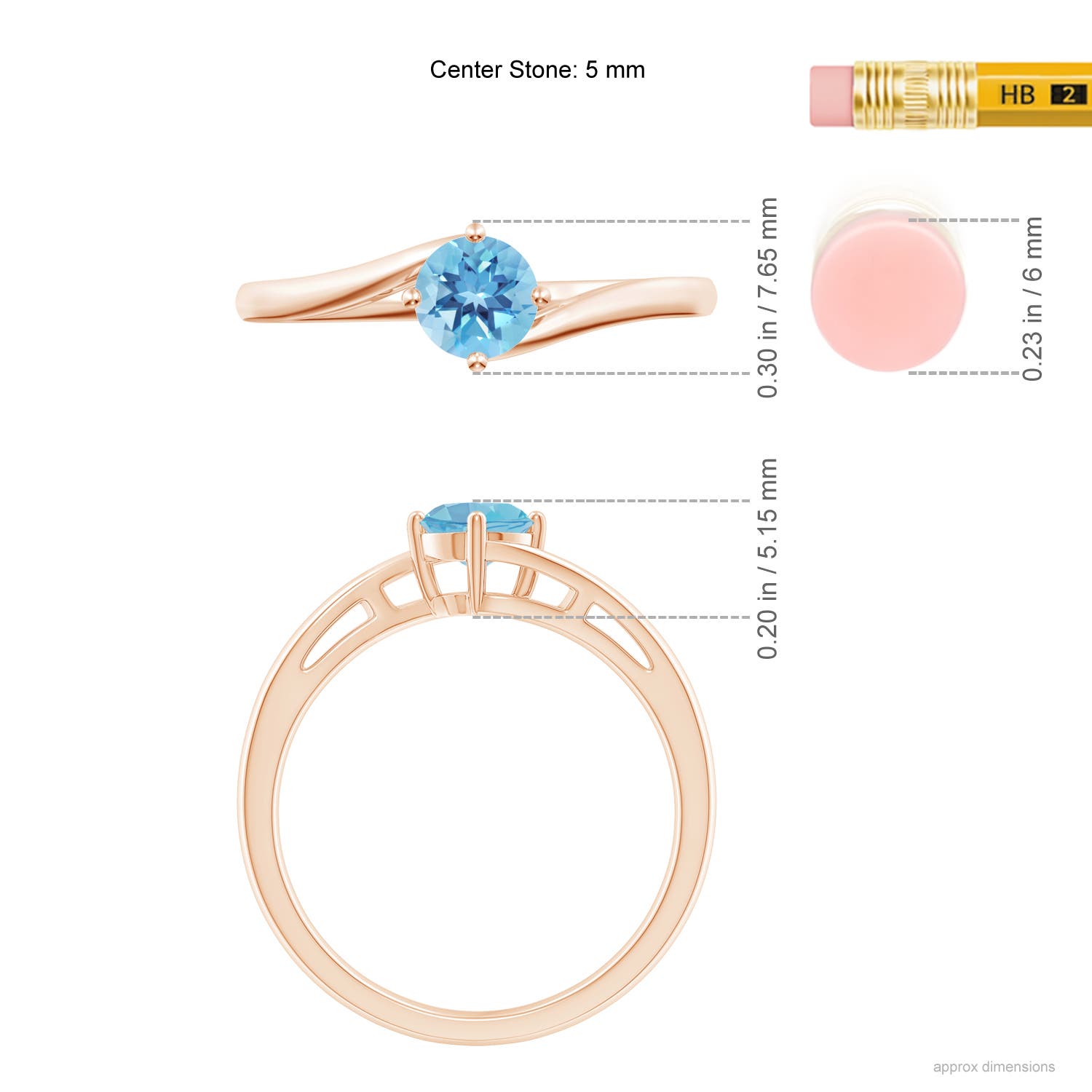 A - Swiss Blue Topaz / 0.6 CT / 14 KT Rose Gold