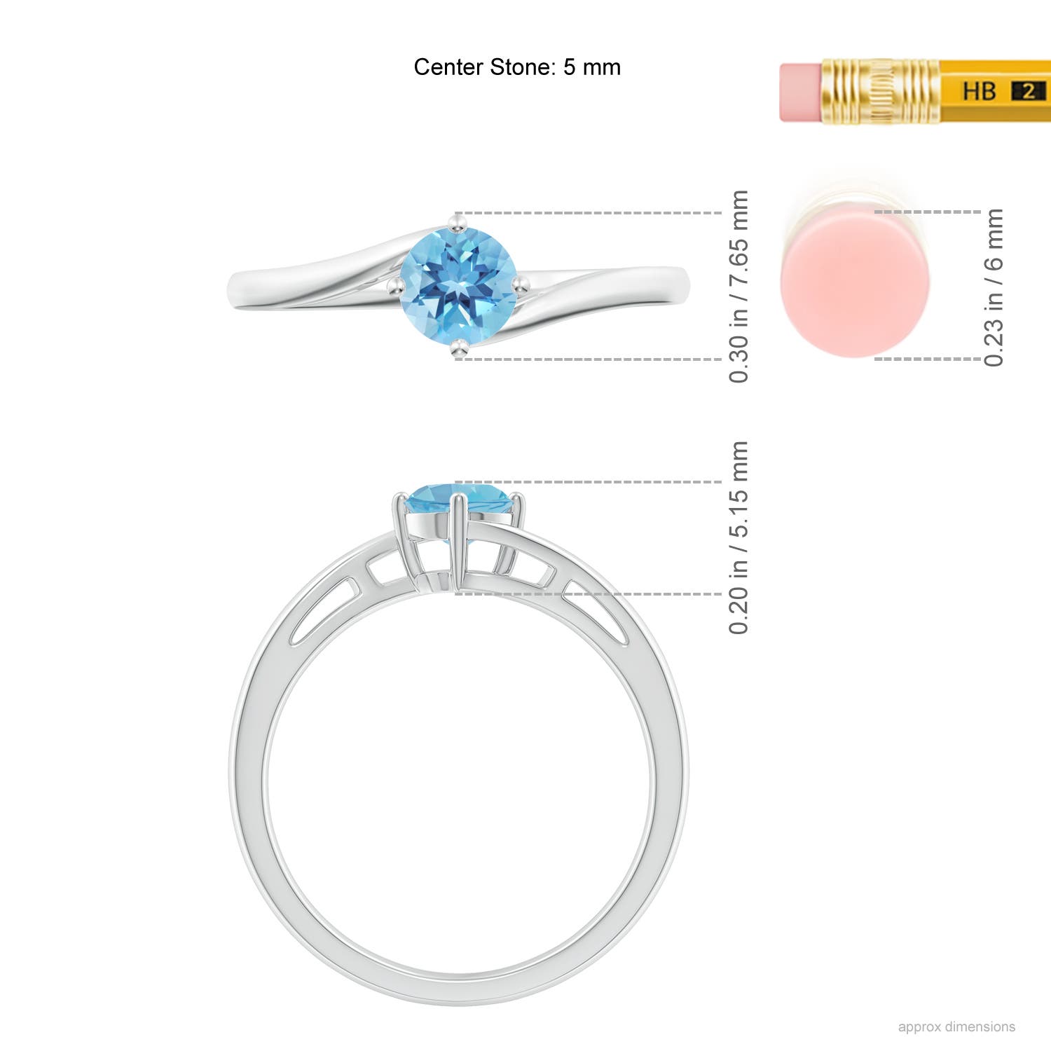 A - Swiss Blue Topaz / 0.6 CT / 14 KT White Gold