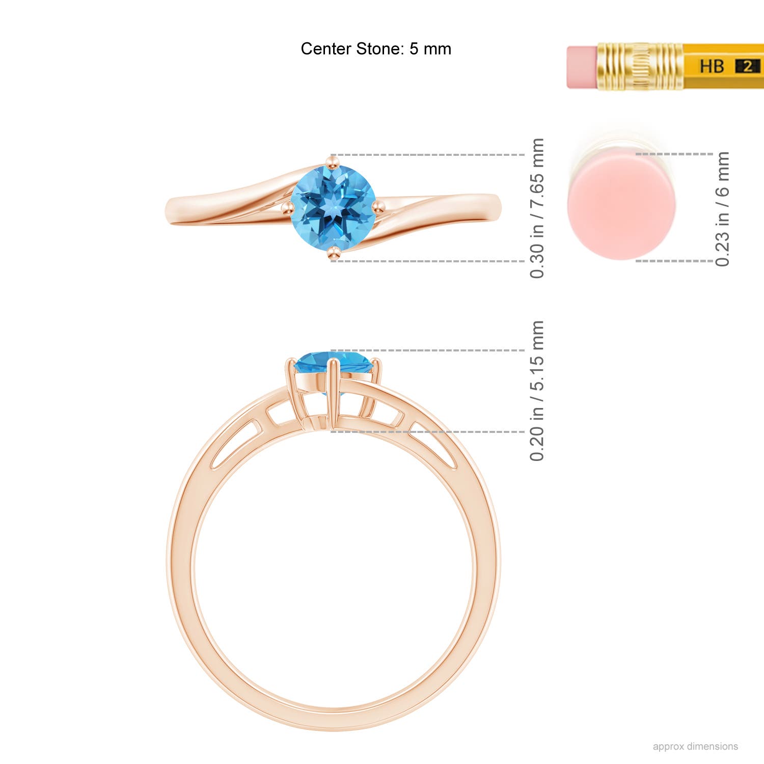 AA - Swiss Blue Topaz / 0.6 CT / 14 KT Rose Gold