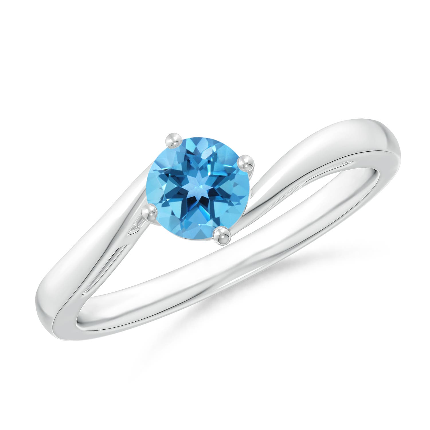 AA - Swiss Blue Topaz / 0.6 CT / 14 KT White Gold