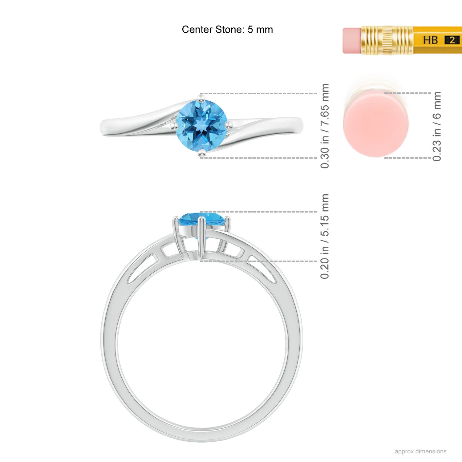 AA - Swiss Blue Topaz / 0.6 CT / 14 KT White Gold