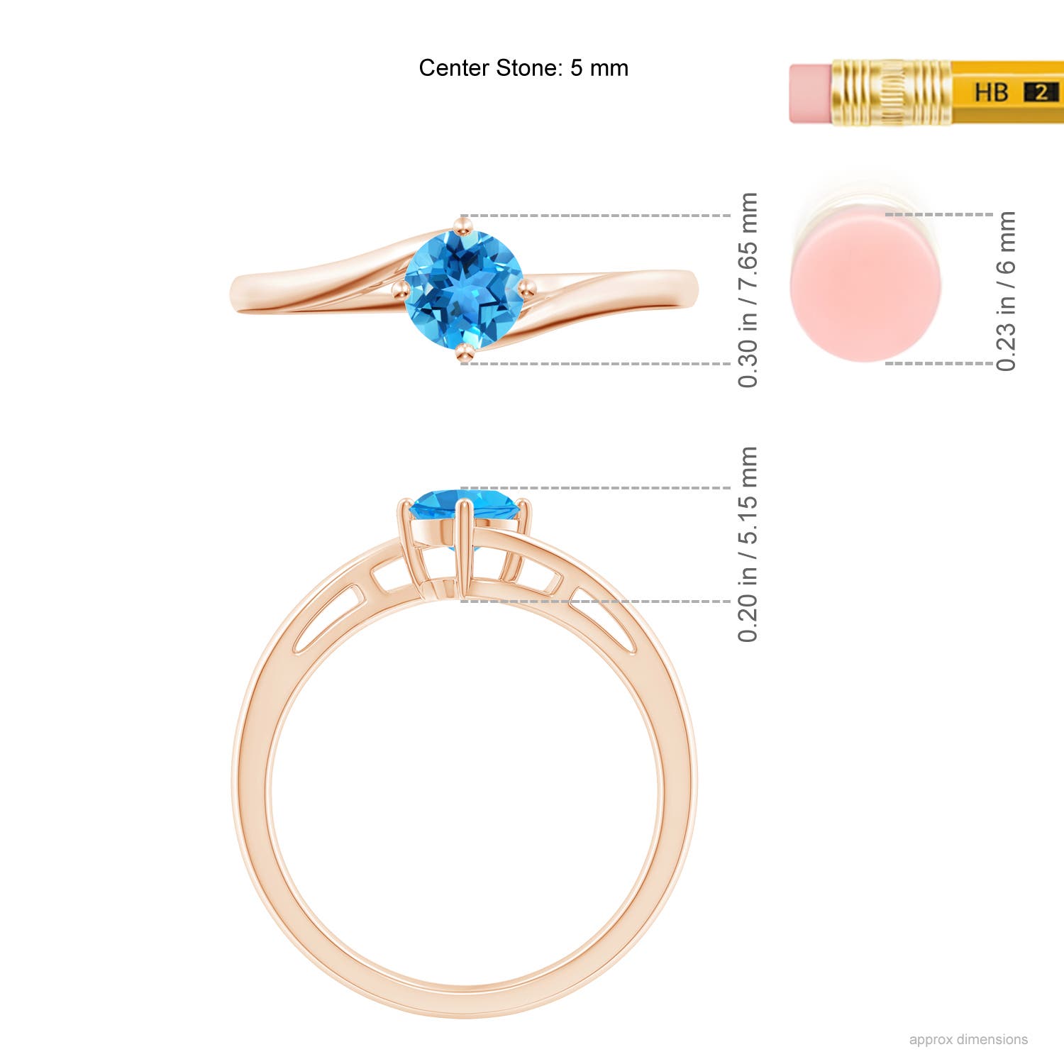 AAA - Swiss Blue Topaz / 0.6 CT / 14 KT Rose Gold