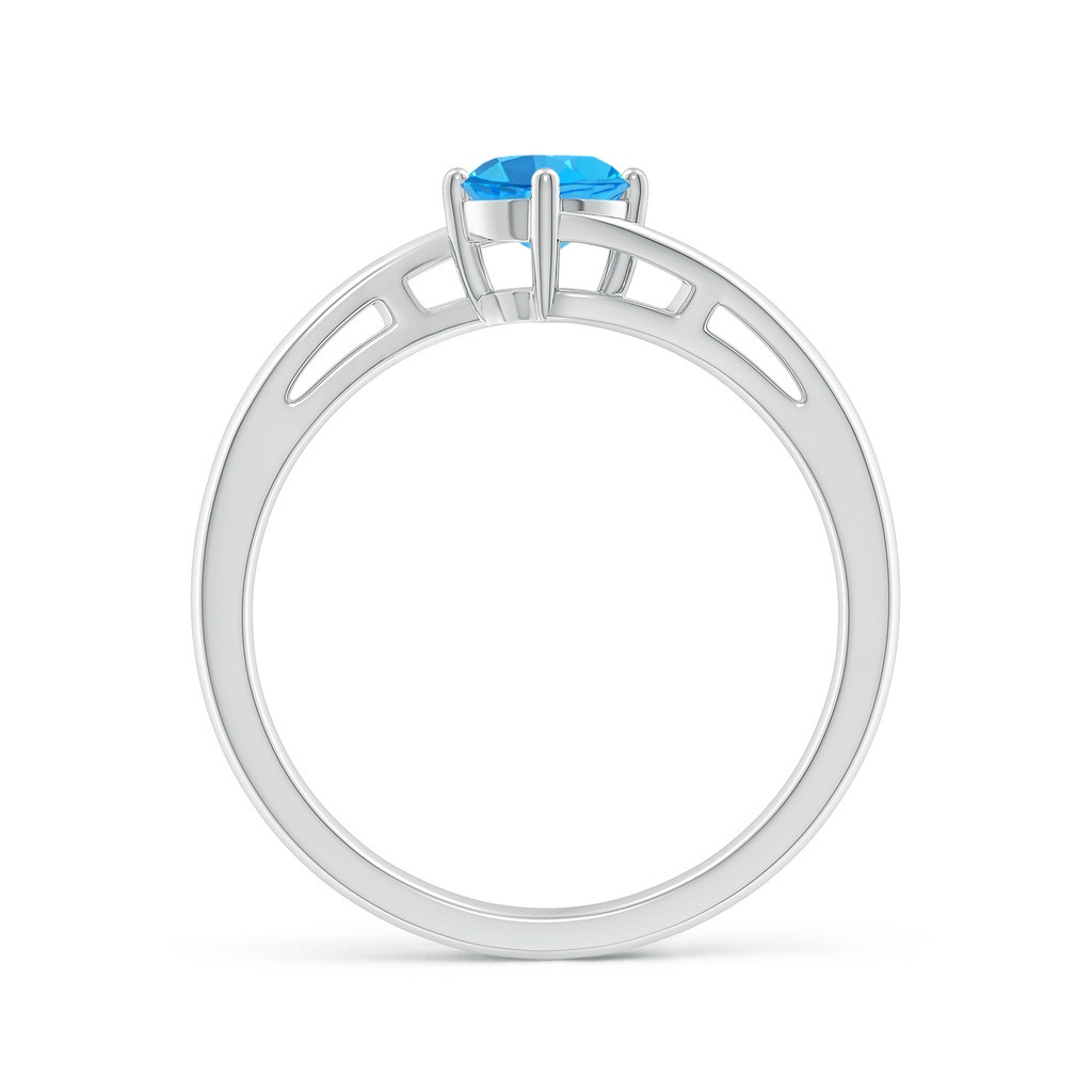 5mm AAA Classic Round Swiss Blue Topaz Solitaire Bypass Ring in White Gold - side_1