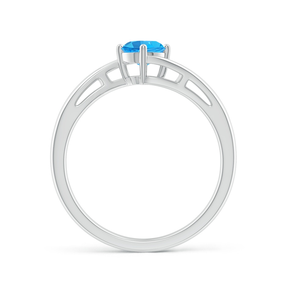 5mm AAA Classic Round Swiss Blue Topaz Solitaire Bypass Ring in White Gold side-1