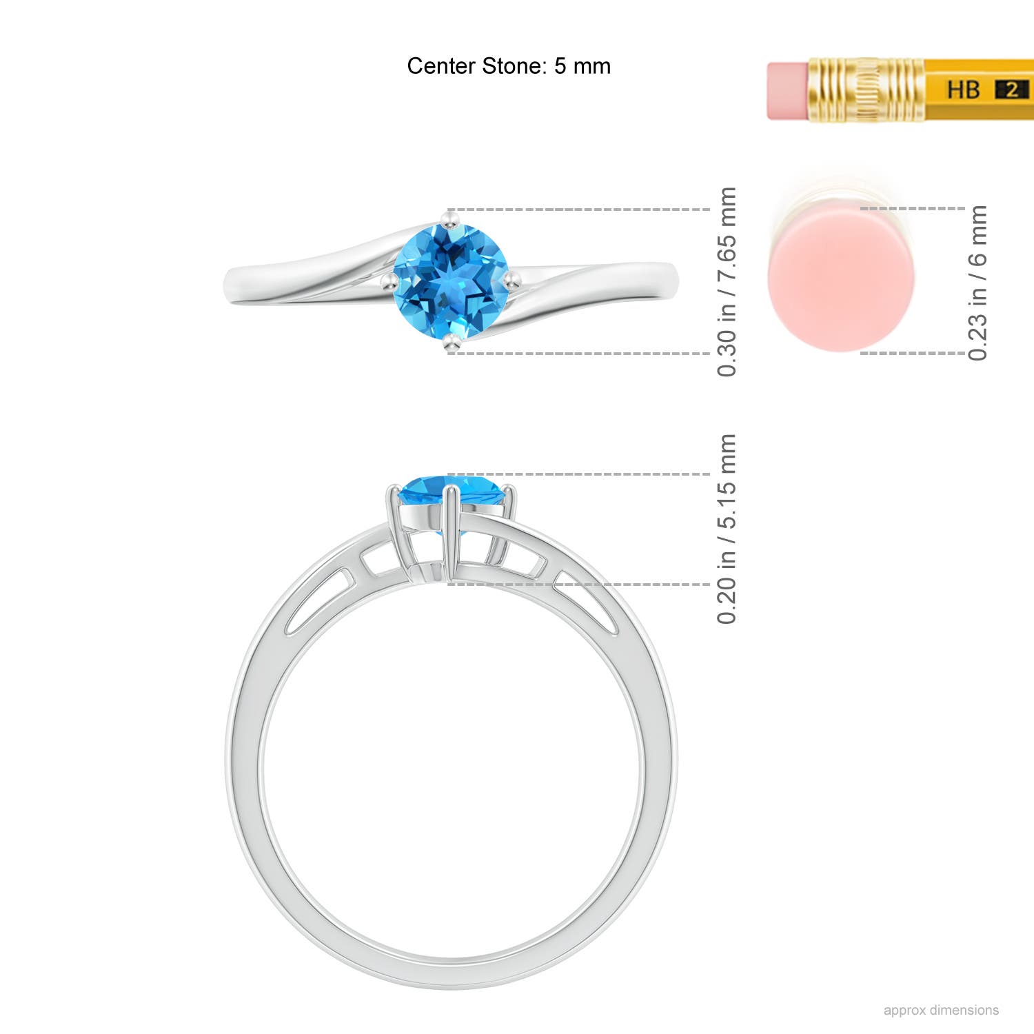 AAA - Swiss Blue Topaz / 0.6 CT / 14 KT White Gold