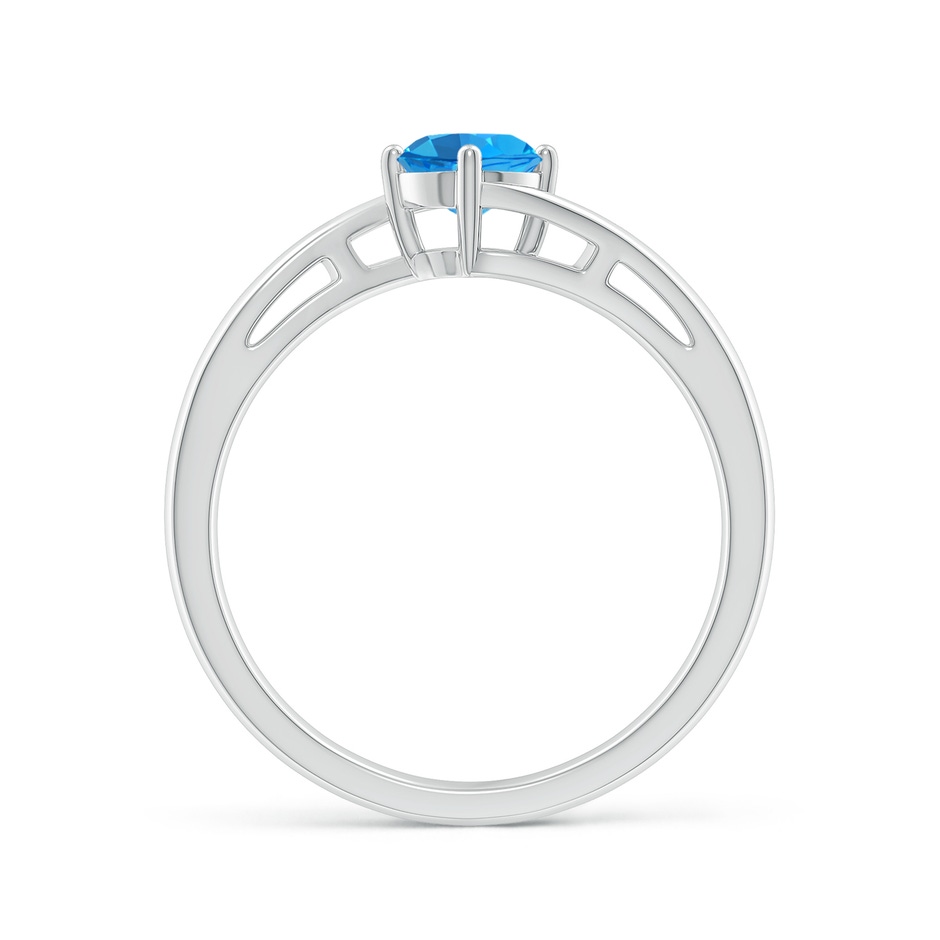 5mm AAAA Classic Round Swiss Blue Topaz Solitaire Bypass Ring in P950 Platinum side-1