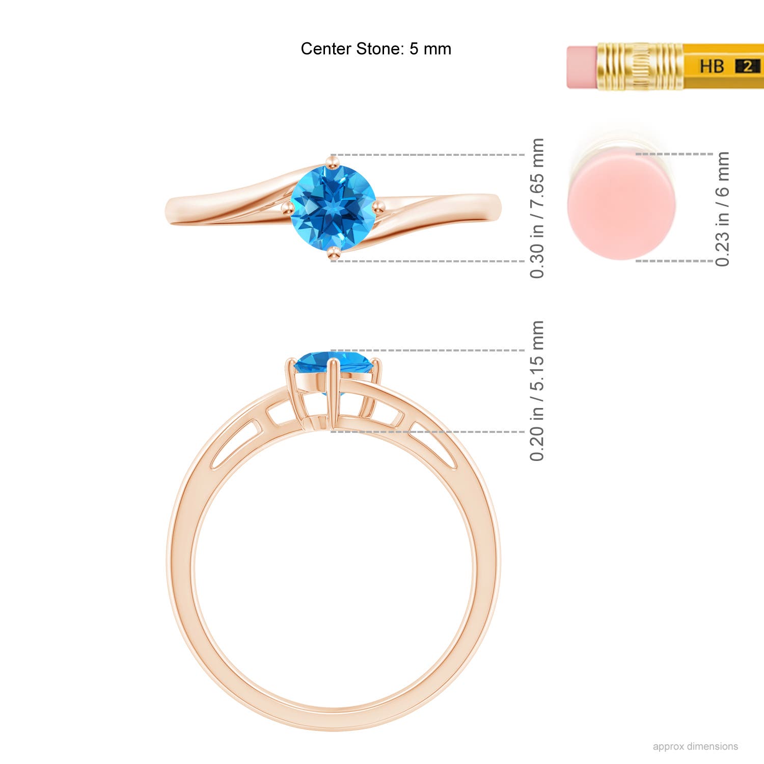 AAAA - Swiss Blue Topaz / 0.6 CT / 14 KT Rose Gold