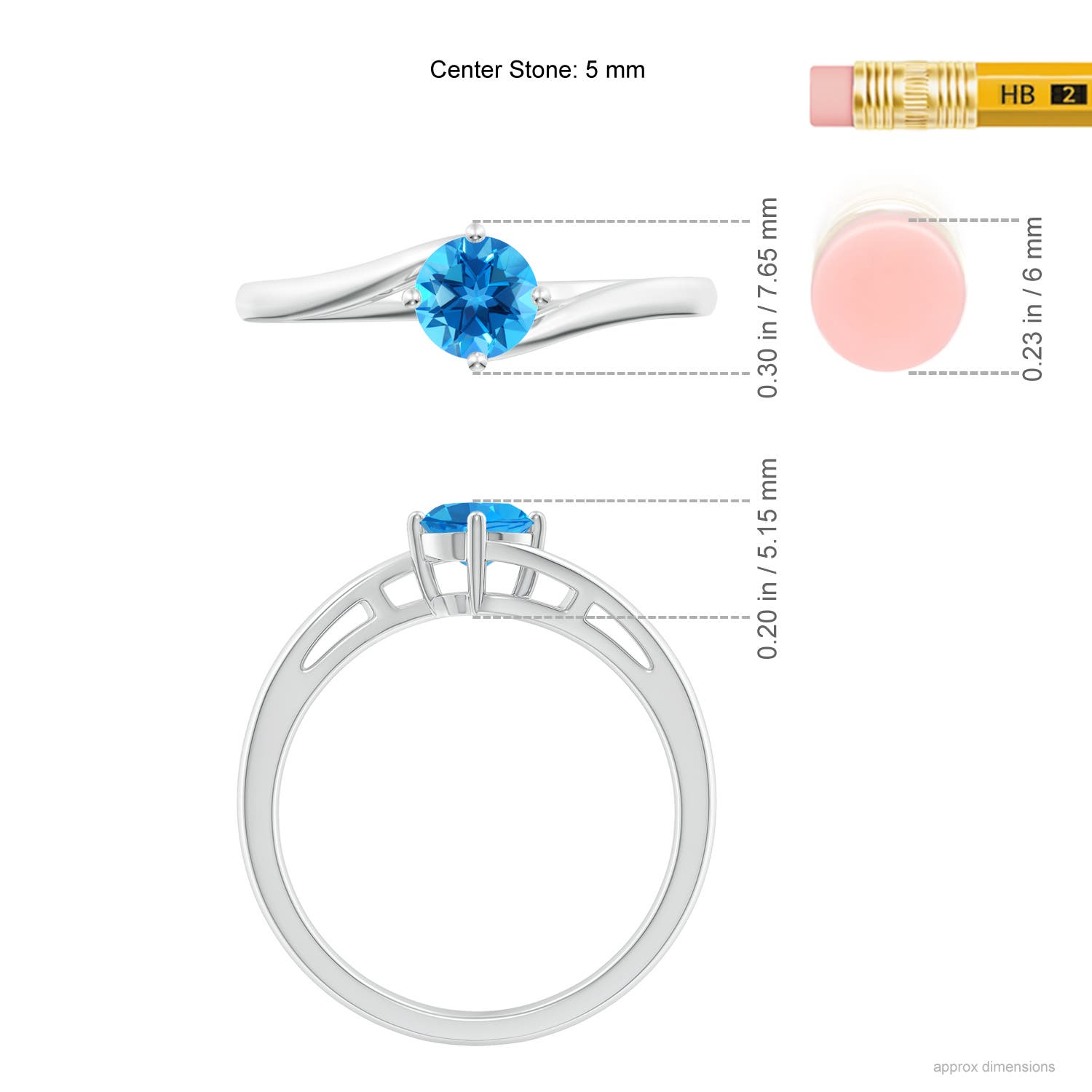 AAAA - Swiss Blue Topaz / 0.6 CT / 14 KT White Gold