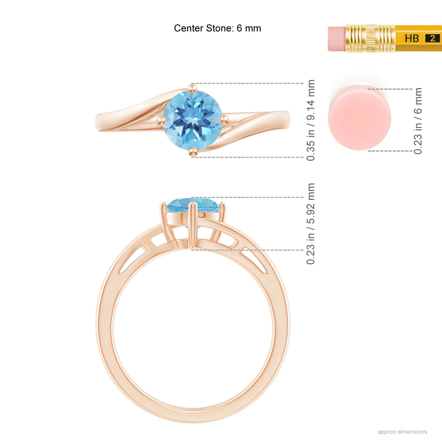 A - Swiss Blue Topaz / 0.95 CT / 14 KT Rose Gold