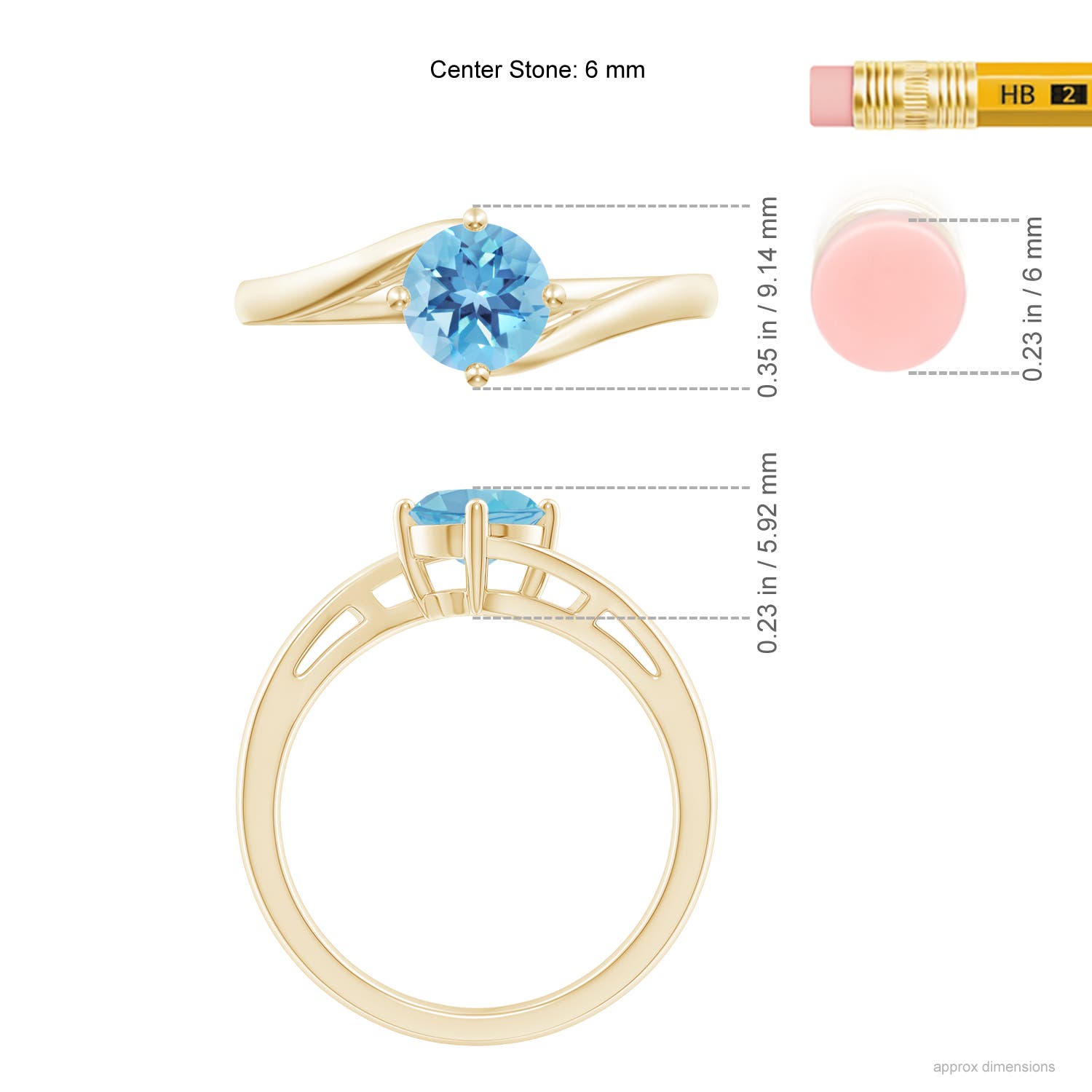 A - Swiss Blue Topaz / 0.95 CT / 14 KT Yellow Gold