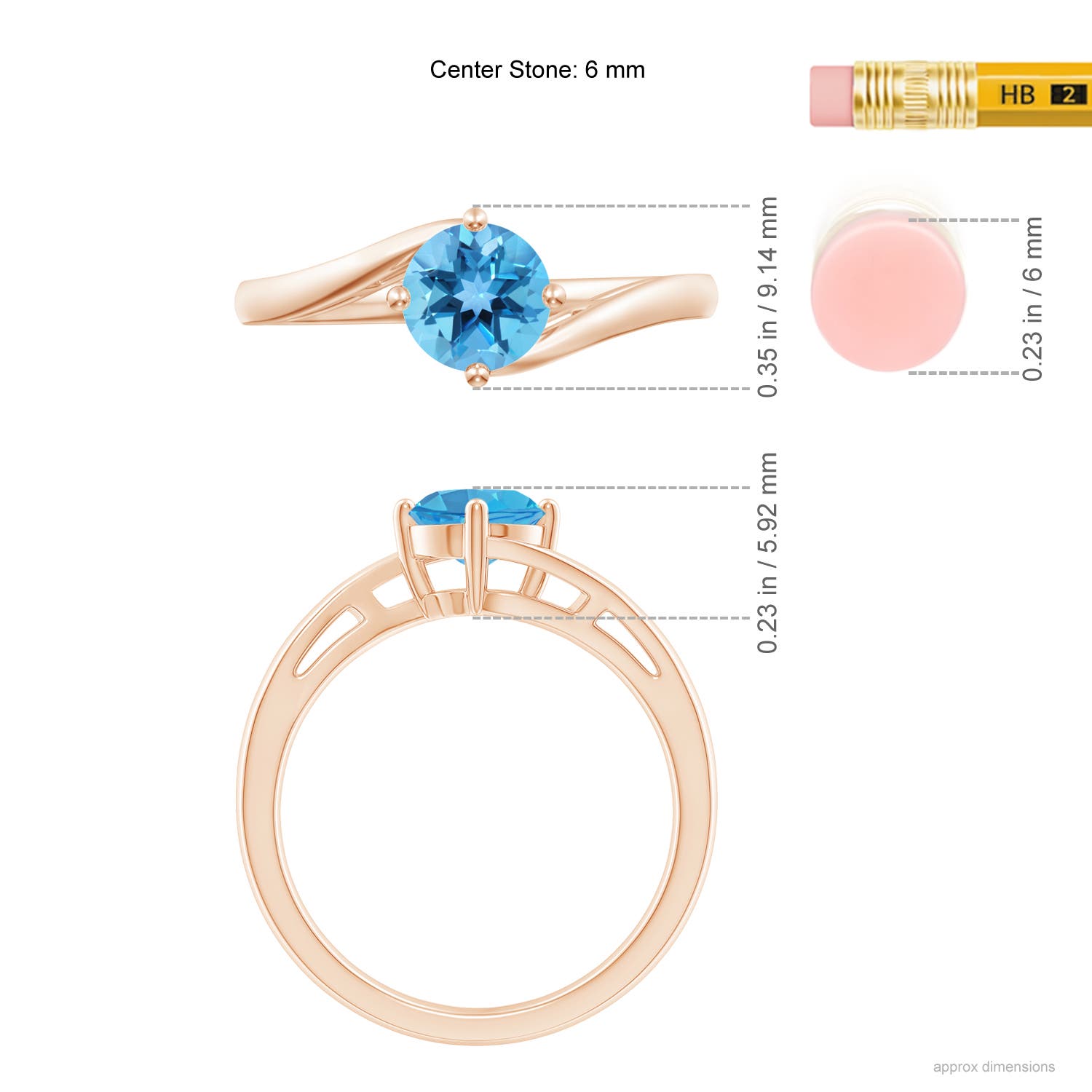 AA - Swiss Blue Topaz / 0.95 CT / 14 KT Rose Gold