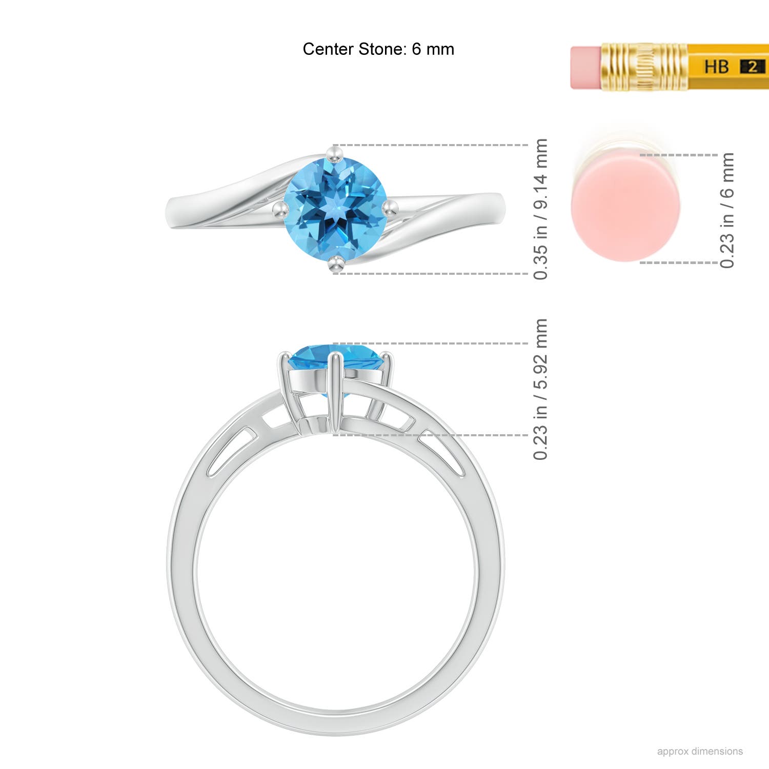 AA - Swiss Blue Topaz / 0.95 CT / 14 KT White Gold