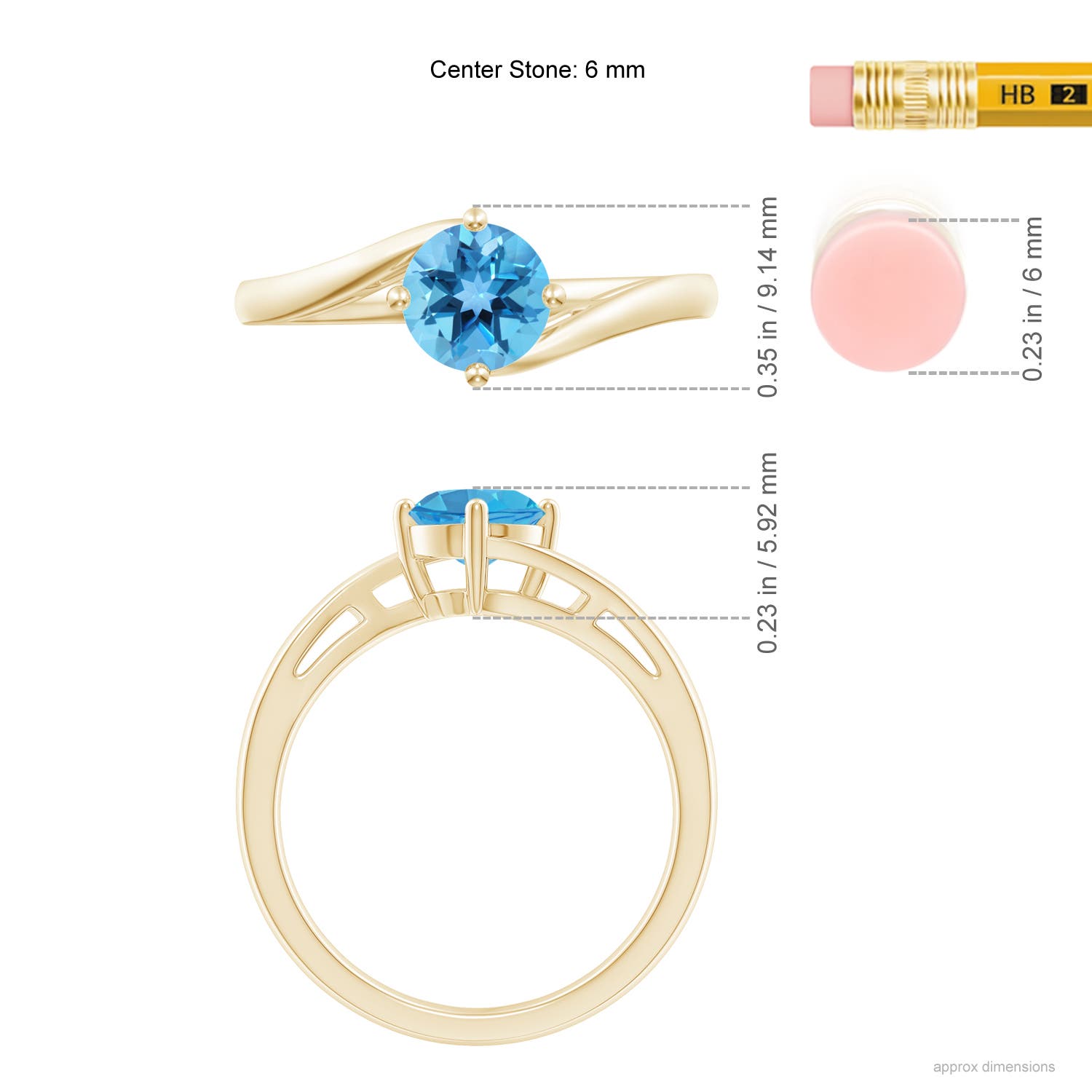 AA - Swiss Blue Topaz / 0.95 CT / 14 KT Yellow Gold