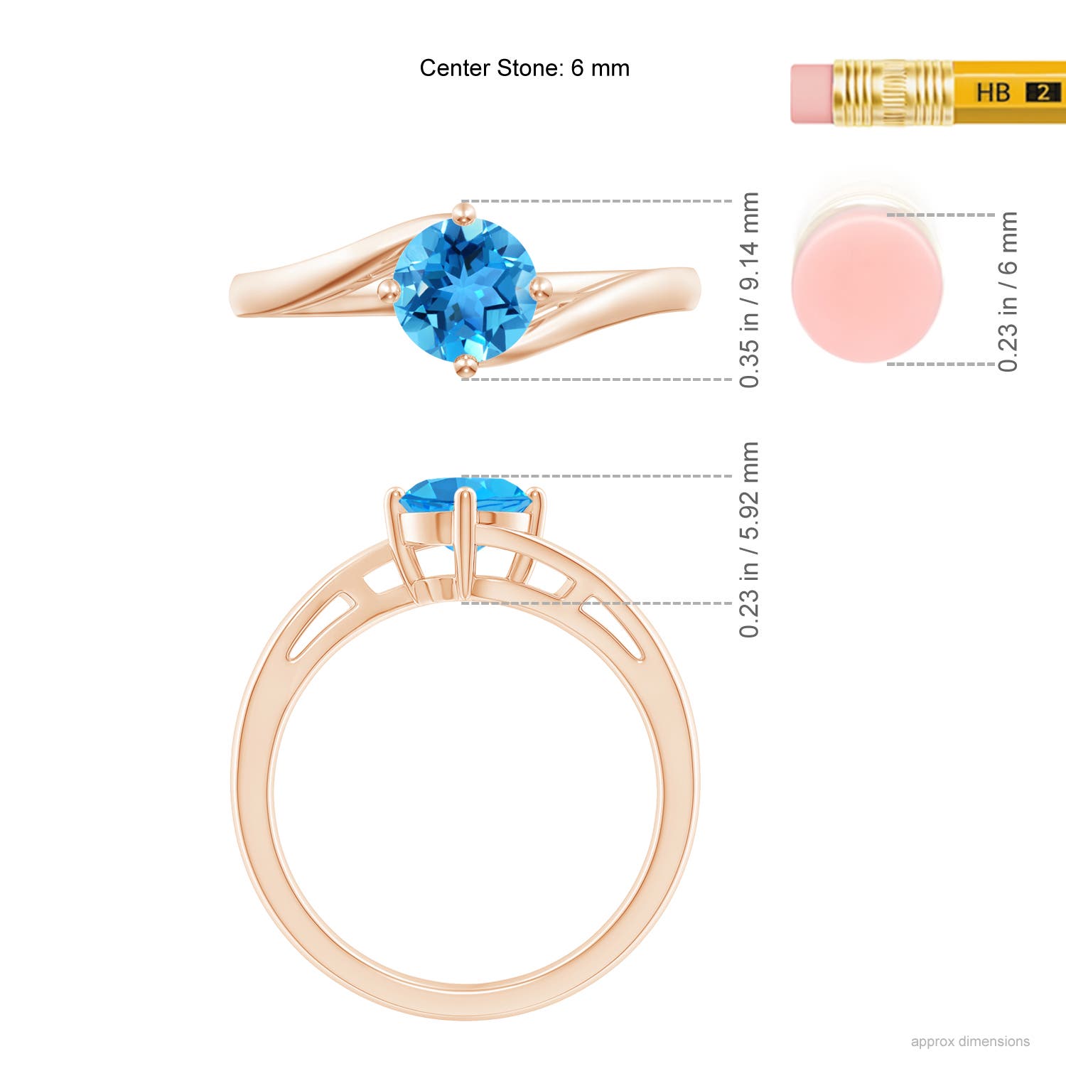 AAA - Swiss Blue Topaz / 0.95 CT / 14 KT Rose Gold