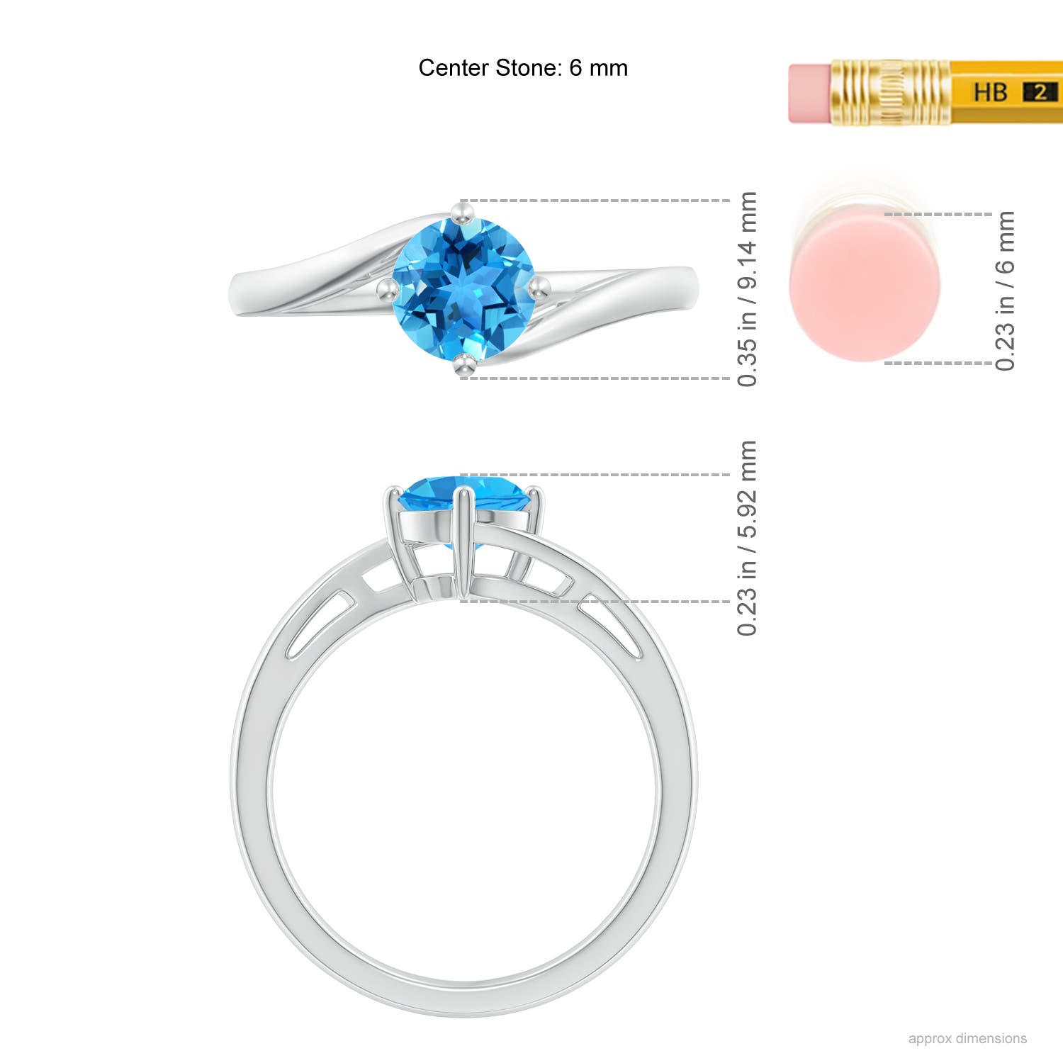 AAA - Swiss Blue Topaz / 0.95 CT / 14 KT White Gold