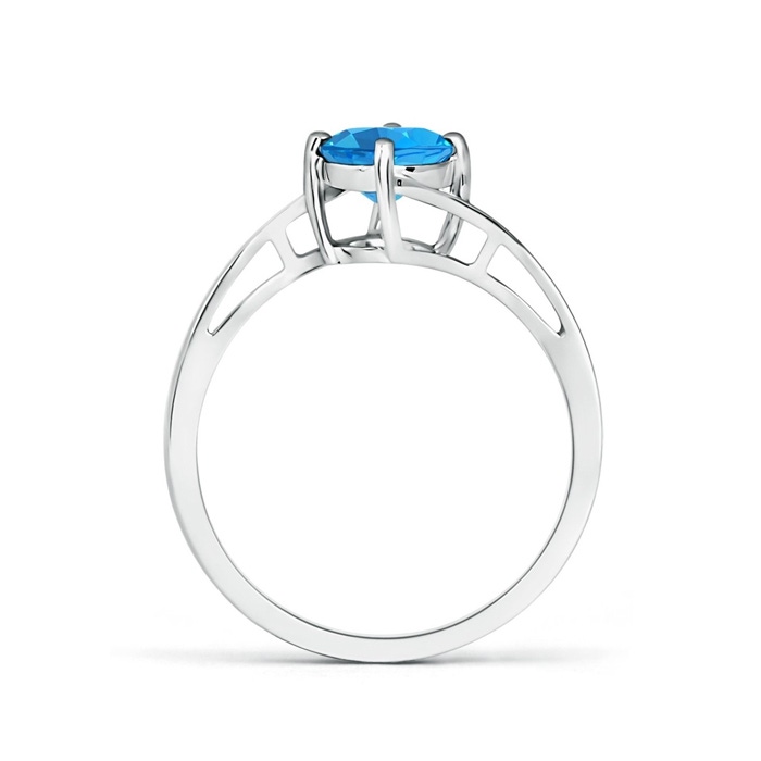 6mm AAAA Classic Round Swiss Blue Topaz Solitaire Bypass Ring in 10K White Gold product image