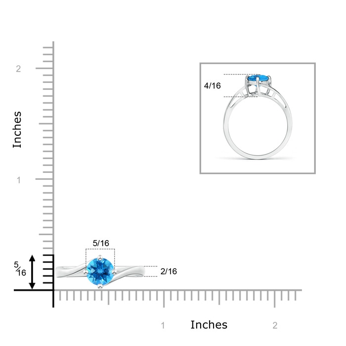 6mm AAAA Classic Round Swiss Blue Topaz Solitaire Bypass Ring in 10K White Gold product image