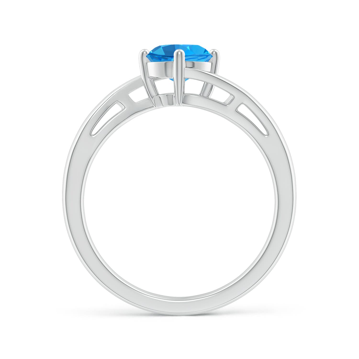 6mm AAAA Classic Round Swiss Blue Topaz Solitaire Bypass Ring in P950 Platinum