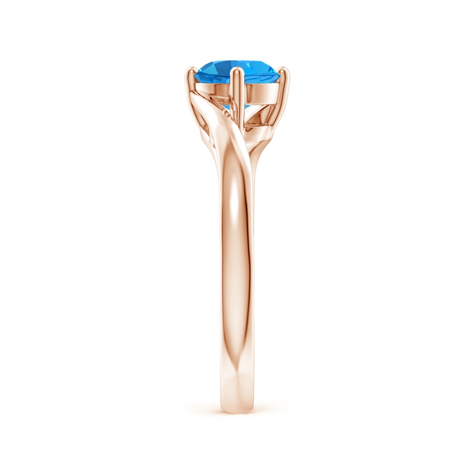 6mm AAAA Classic Round Swiss Blue Topaz Solitaire Bypass Ring in Rose Gold side-2